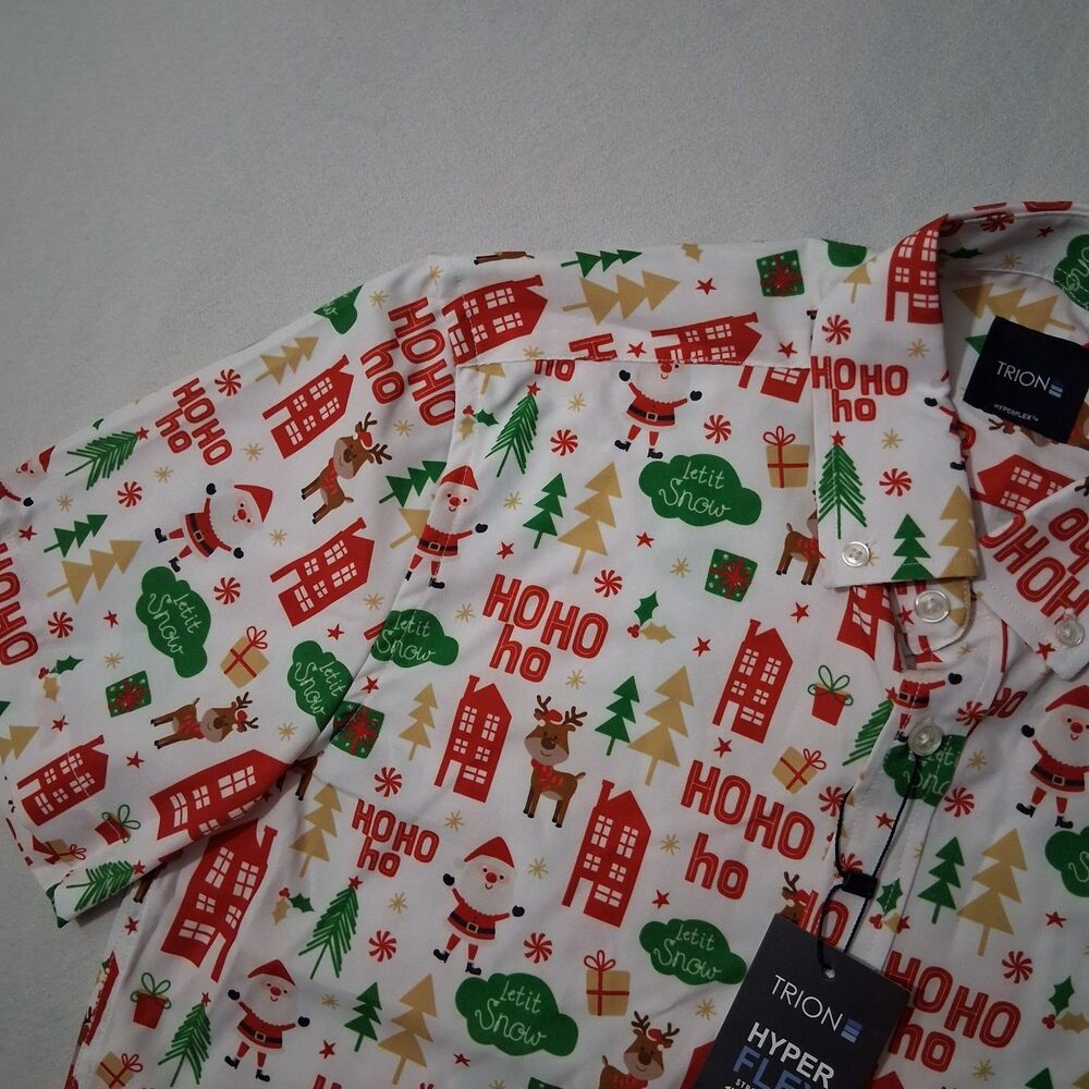 Trion Men's Small Shirt NEW WITH TAGS Christmas Ho Ho Ho Button Up - Picture 2 of 9